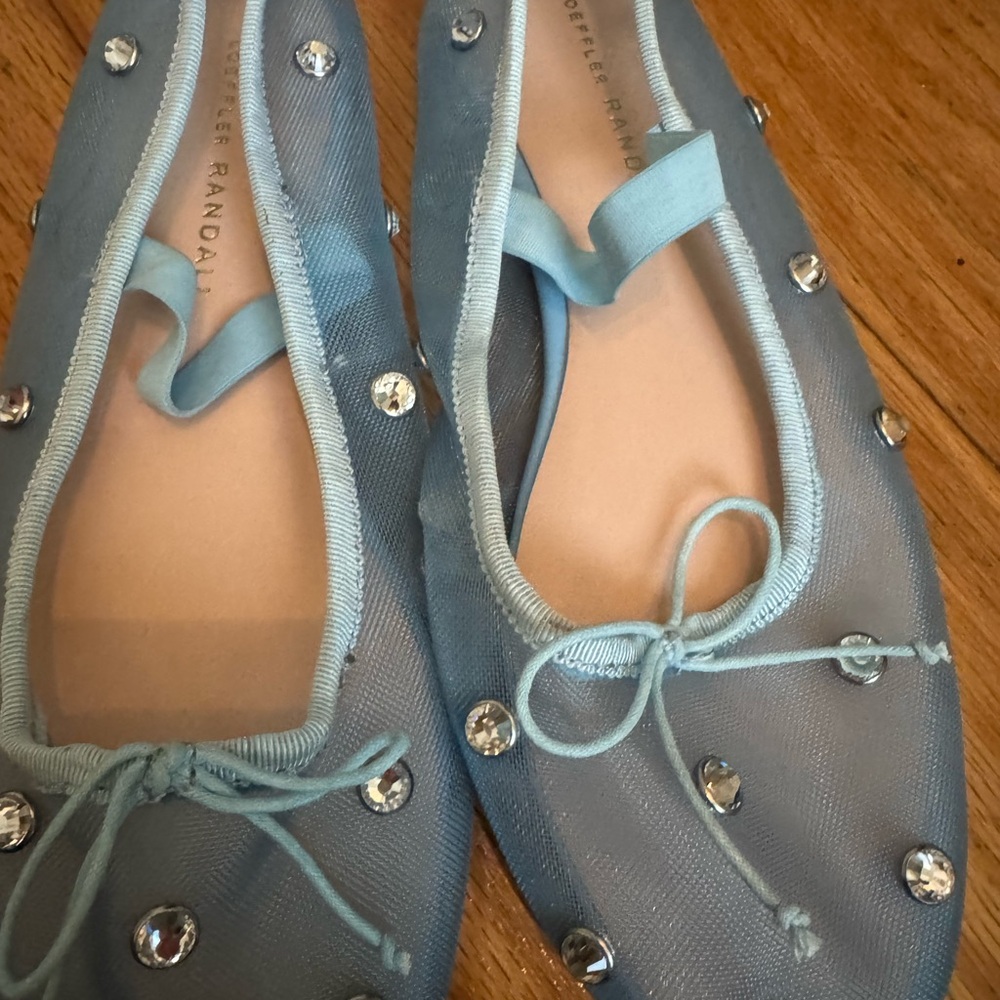 Loeffler Randall Light Blue Embellished Mesh Ballet Flats - Picture 3 of 3